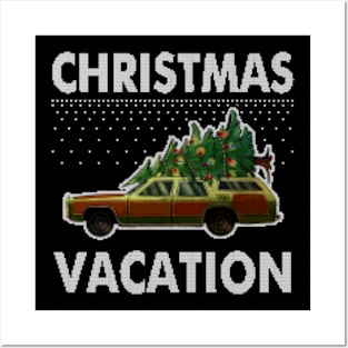 christmas vacation car with christmas tree ugly sweater Posters and Art